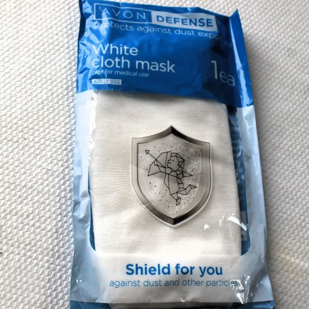 Lot of 4 Avon Defense White Cloth Face Masks, NEW SEALED